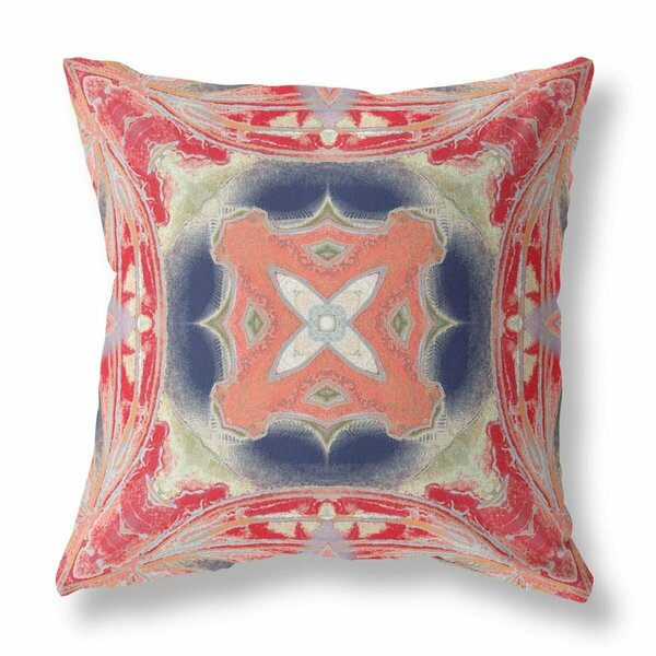 Palacedesigns 18 in. Red & Cream Geo Tribal Indoor & Outdoor Throw Pillow Multi Color PA3668317